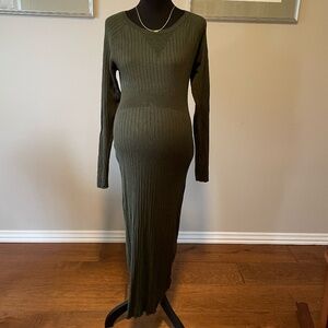 Ripe olive green maternity sweater dress, size L